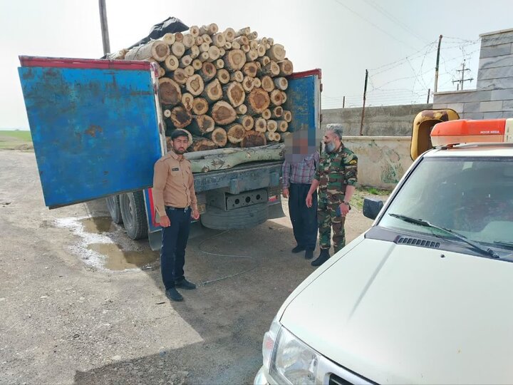 ۱۴ تن چوب قاچاق در محور قروه همدان توقیف شد