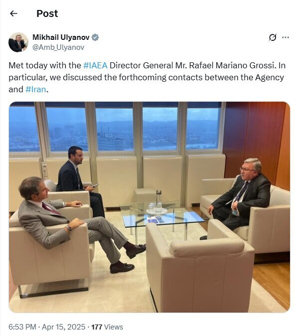 Ulyanov consults with IAEA chief over Iran’s nuclear program