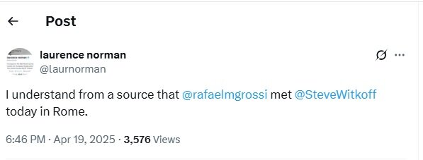 دیدار نماینده «ترامپ» و «رافائل گروسی» در رم