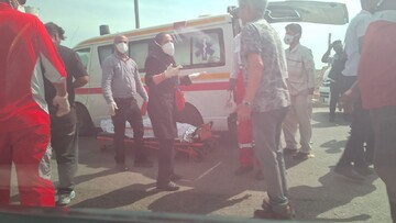 Emergency personnel at explosion scene