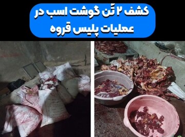 کشف ۲ تن گوشت اسب در قروه