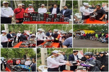 تأمین امنیت دوچرخه سواران تهران با توزیع کلاه ایمنی رایگان