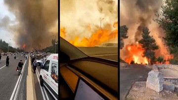 Israeli regime's firefighters struggle to contain blazes
