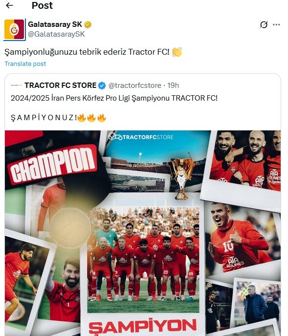 Hangi kulüpler Traktör'ü tebrik etti?