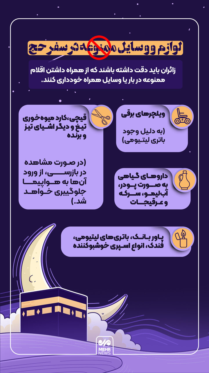 لوازم و وسایل ممنوعه در سفر حج