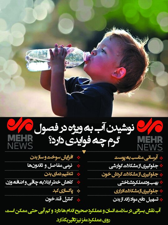 اینفوگرافیک| نوشیدن آب به ویژه در فصول گرم سال چه فوایدی دارد؟