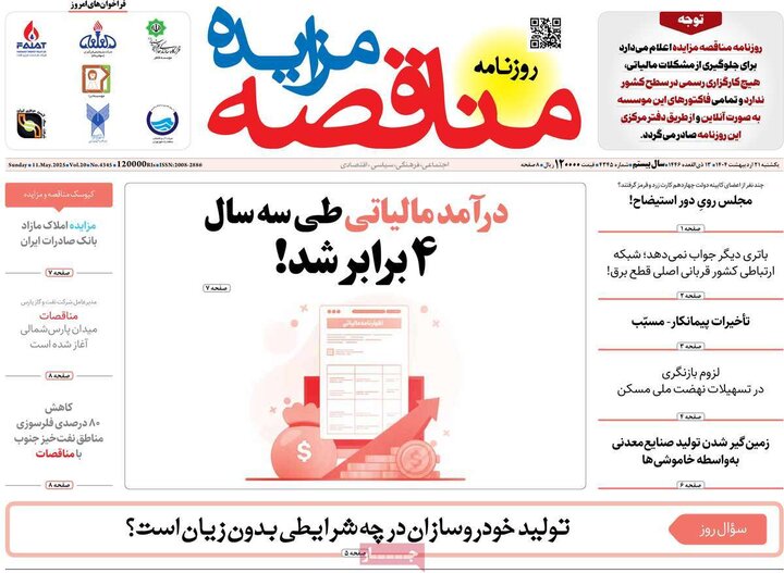 روزنامه‌های اقتصادی یکشنبه ۲۱ اردیبهشت ۱۴۰۴