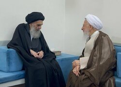 آیت الله جوادی آملی با آیت‌ الله  سیستانی در نجف اشرف دیدار کرد