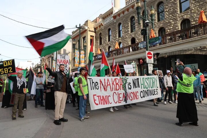 Canadian people hold pro-Palestine rally ahead of Nakba Day