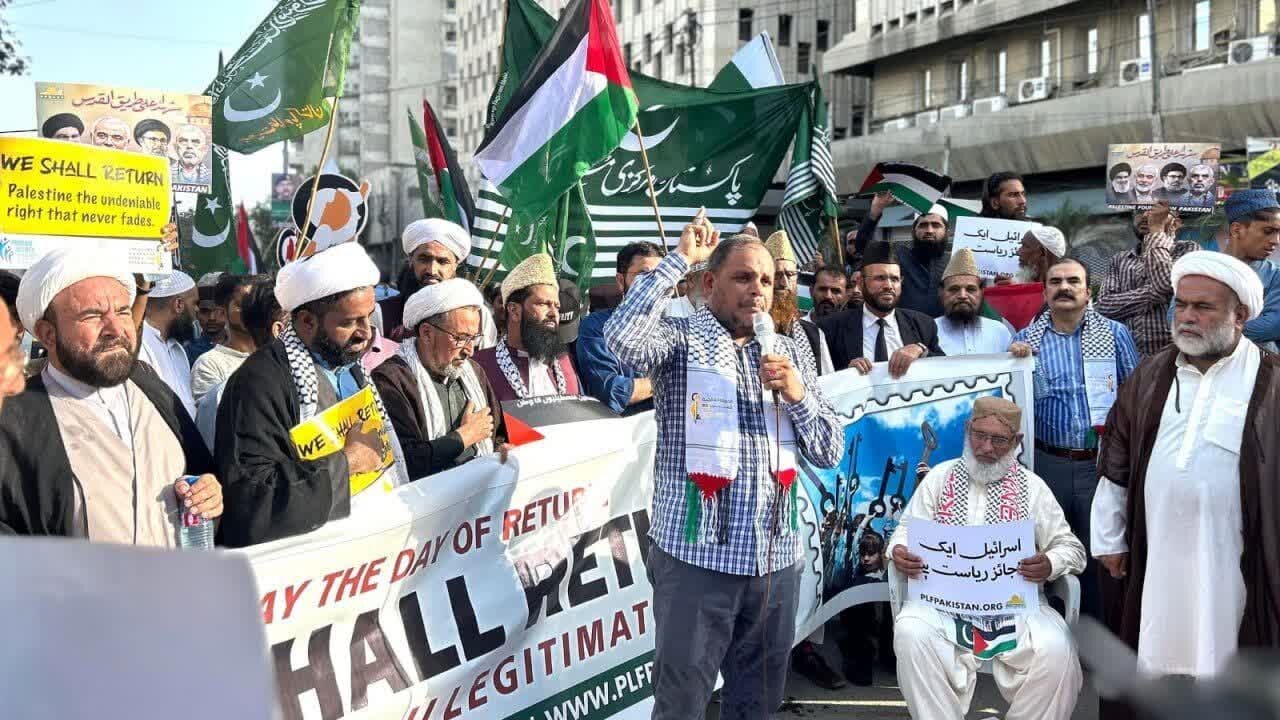 پاکستان، یوم نکبہ کی مناسبت سے فلسطینیوں کی حمایت میں غاصب اسرائیل کے خلاف ریلی