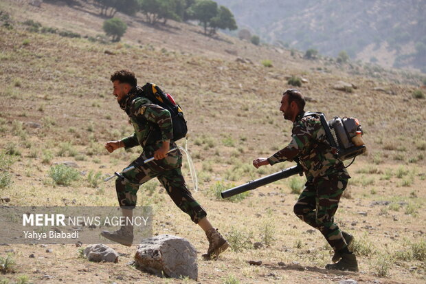 مانور بزرگ اطفا حریق در جنگل‌ها و مراتع کرمانشاه