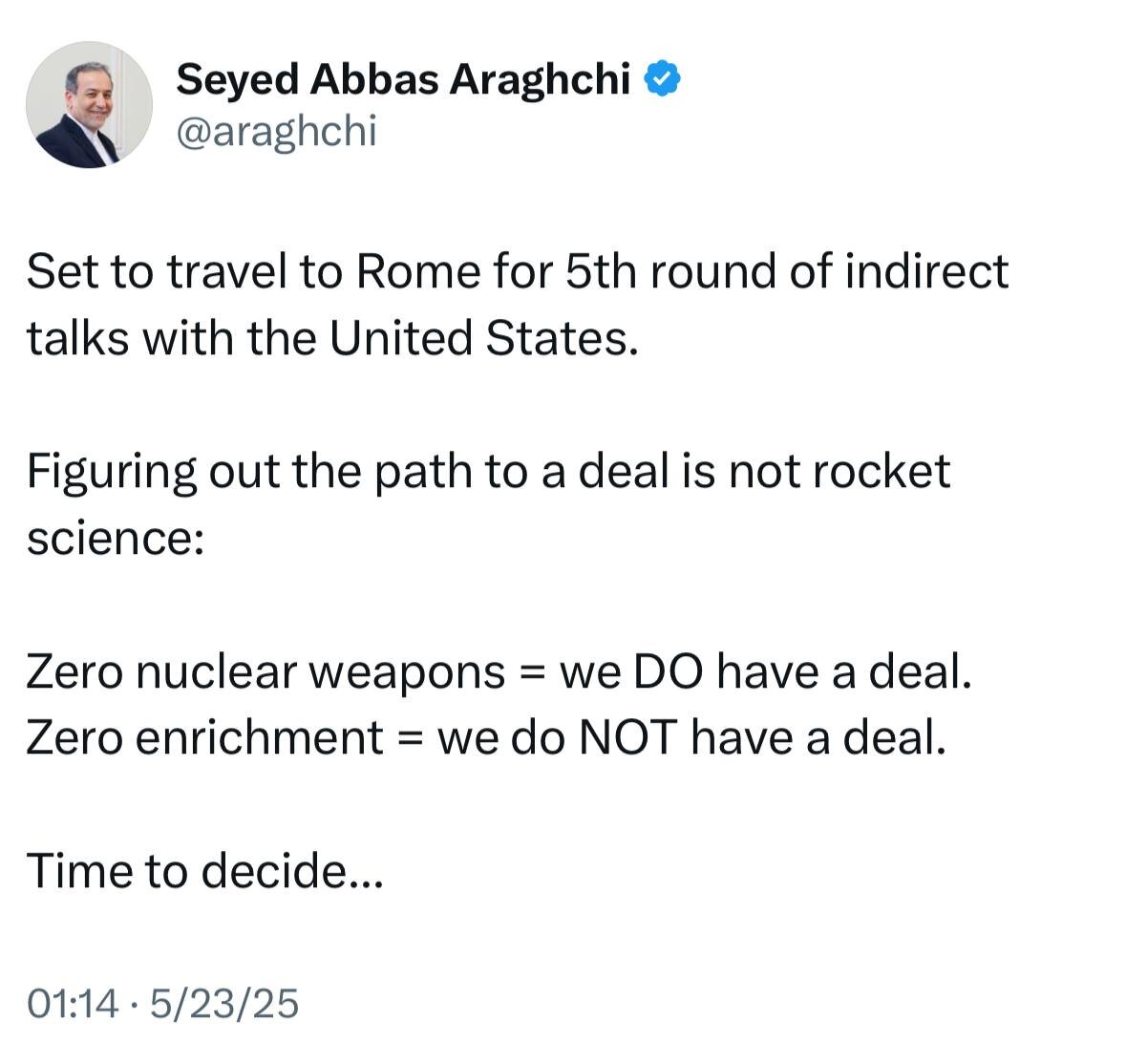 If we are seeking zero uranium enrichment, we will not address it: FM araghchi