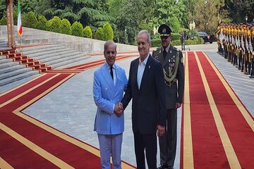 الرئيس الايراني يستقبل رئيس وزراء باكستان رسميا