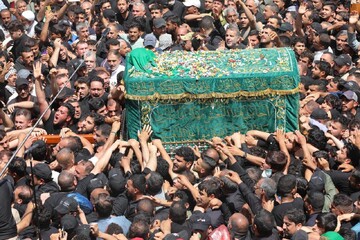 کاظمین میں امام جواد ع کے پیکر مطہر کی علامتی تشییع + ویڈیو