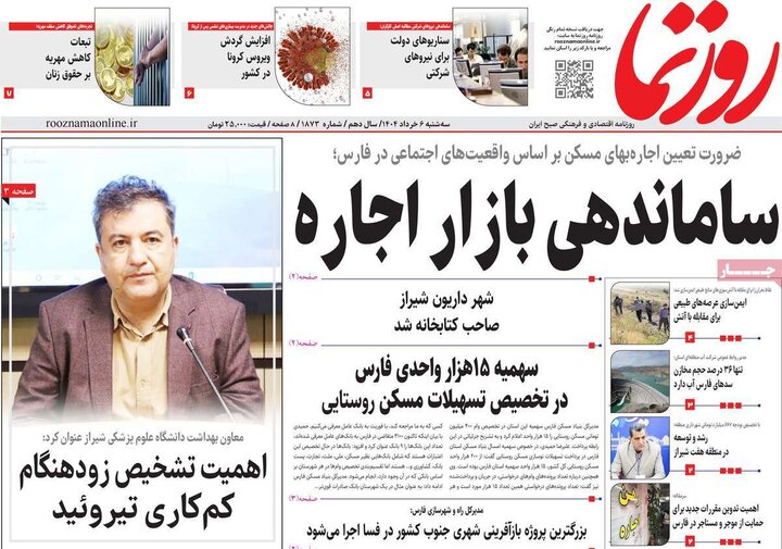 روزنامه‌های صبح  سه‌شنبه ششم خرداد ۱۴۰۴