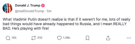 Putin is playing with fire, Trump says
