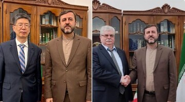 غريب ابادي يتبادل وجهات النظر مع سفيري روسيا والصين في طهران