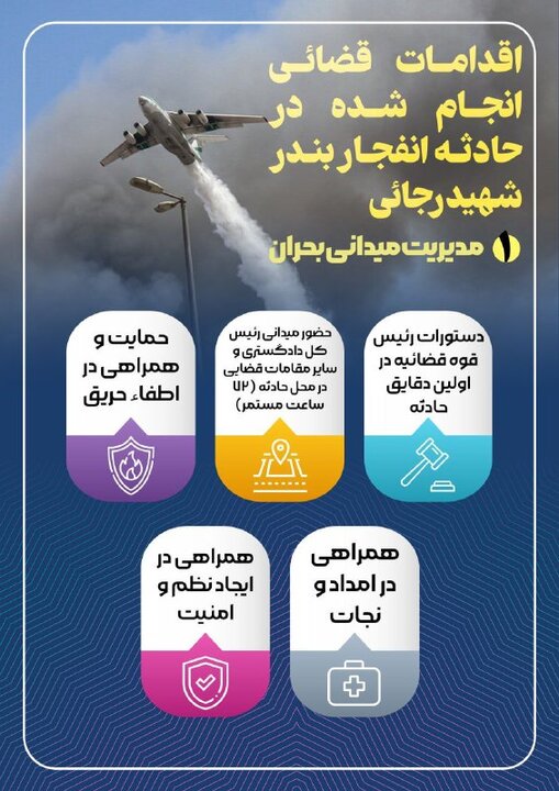 اقدامات قضایی انجام شده در حادثه انفجار بندر شهید رجایی