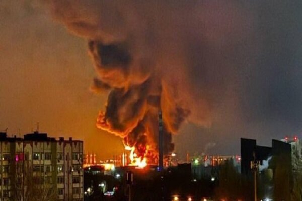 Russia Engels oil refinery ablaze after reported drone attack