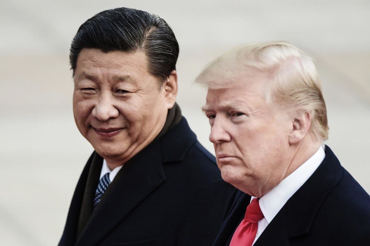 Chinese President Xi Jinping and President Donald Trump at a welcome ceremony at the Great Hall of the People in Beijing in 2017. AFP