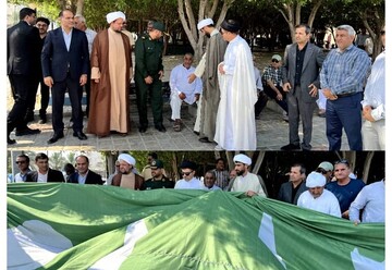 اهتزاز پرچم غدیر در ساحل عسلویه