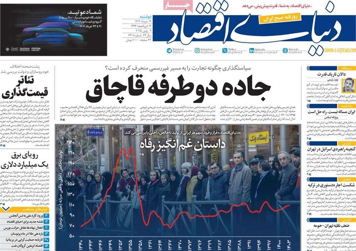 روزنامه‌های اقتصادی دوشنبه ۱۹ خرداد ۱۴۰۴