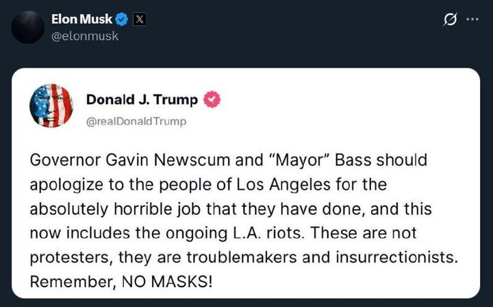 Elon Musk shares Trump's post + photo