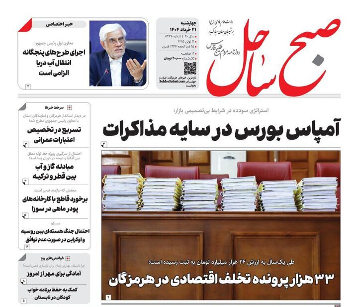 صفحه اول روزنامه‌های هرمزگان در روز چهارشنبه ۲۱ خرداد