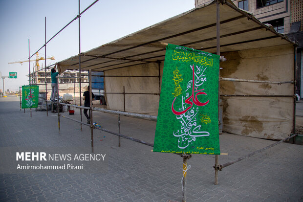 آماده سازی مواکب پذیرایی جشن غدیر در طریق المهدی(عج) قم