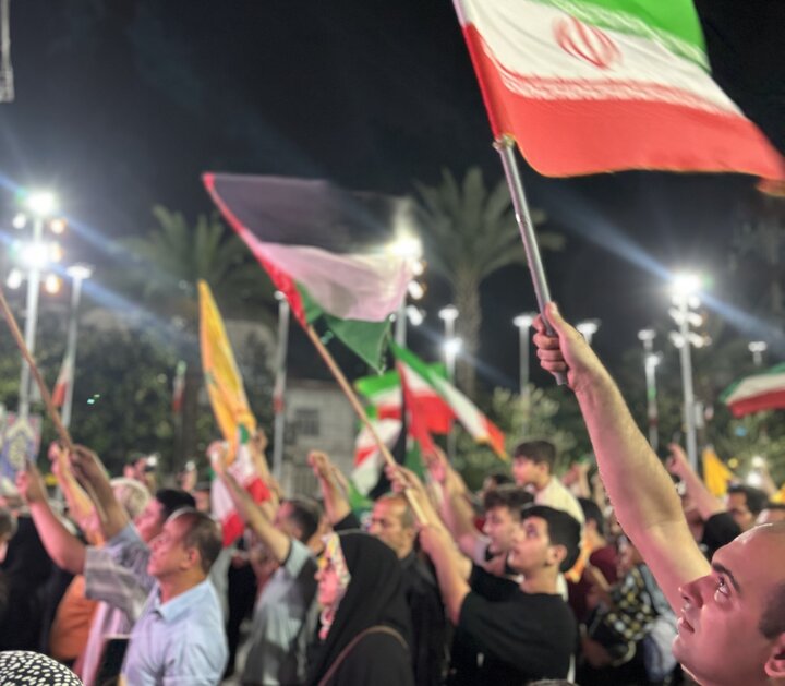 Rasht people celebrating Iran anti-Israel operation
