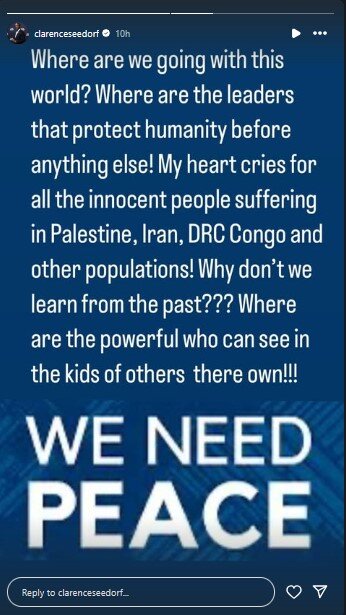 فریاد انسانی سیدورف؛ جهان به صلح نیاز دارد