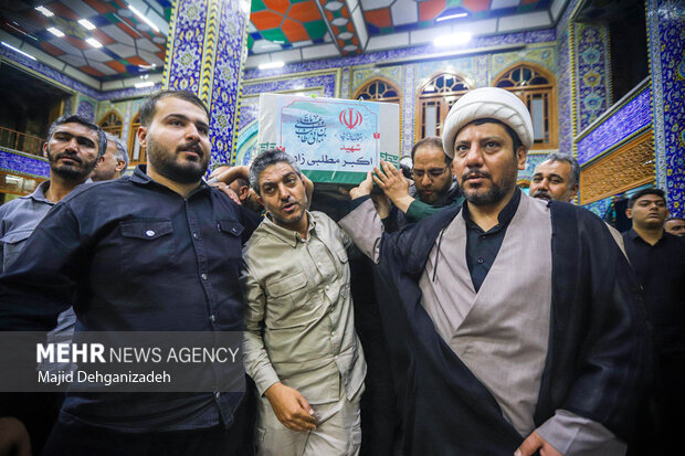 مراسم وداع با پیکر شهید «اکبر مطلبی‌زاده» در یزد