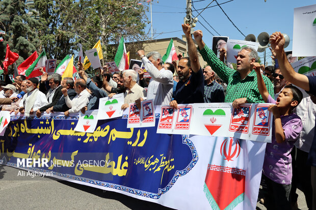 راهپیمایی مردم اومیه علیه جنایات رژیم صهیونیستی