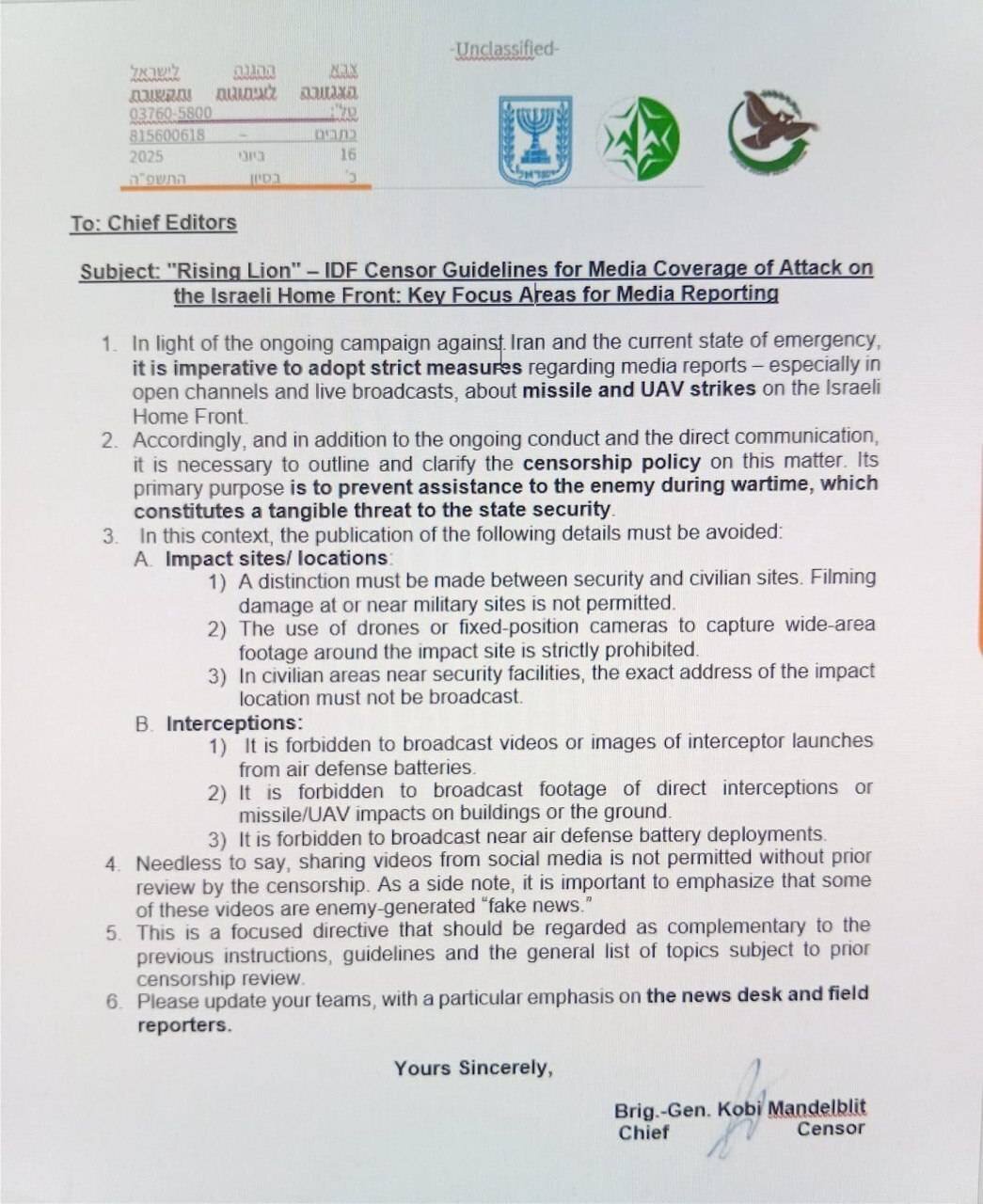 Israel's censorship regime