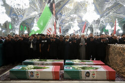 پیکر مطهر ۴ شهید خراسانی حمله رژیم صهیونیستی در مشهد تشییع شد