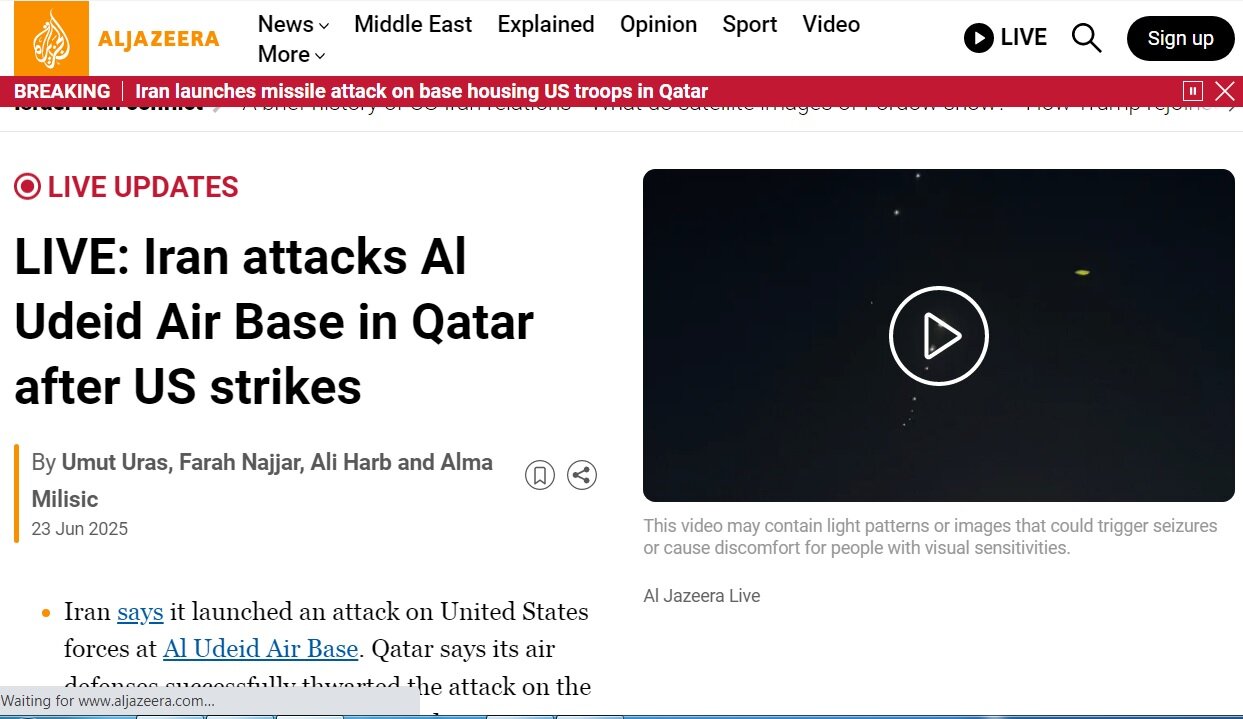 بازتاب «پاسخ موشکی ایران به تجاوز آمریکا» در رسانههای جهان