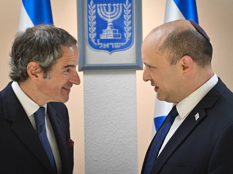 IAEA Chief Rafael Grossi during a meeting with then-Israeli Prime Minister Naftali Bennett in the occupied territories on June 3, 2022.