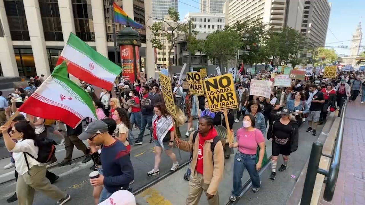 Anti-war protests were happening Sunday across the Bay Area and the nation in response to the U.S. strikes on Iranian nuclear facilities
