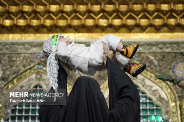 مراسم شیرخوارگان حسینی در حرم بانوی کرامت