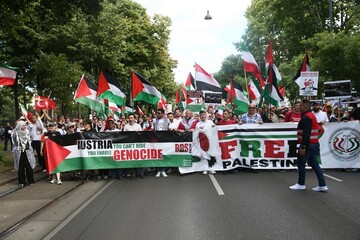Avusturya'da Filistin'e destek gösterisi