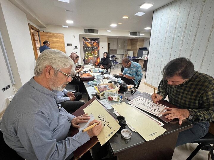 «بداههنویسی بشارت فتح» با هنرنمایی اساتید خوشنویس شیراز