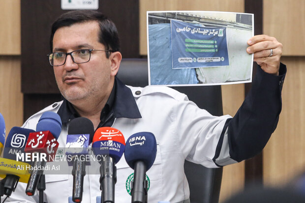 علی نصیری رئیس سازمان پیشگیری و مدیریت بحران شهر تهران در نشست خبری «قرارگاه ایران»