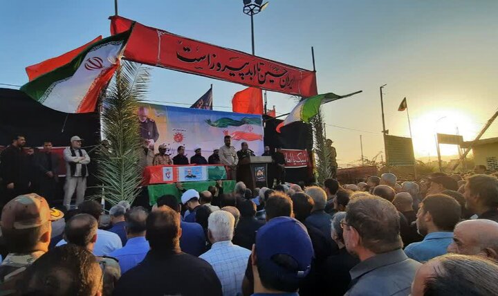 بدرقه پیکر پاک شهید سرلشکر فضلالله نوذری به آرامگاه ابدیاش در کازرون