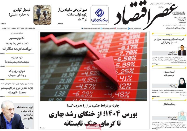 روزنامه‌های اقتصادی چهارشنبه ۱۱ تیر ۱۴۰۴