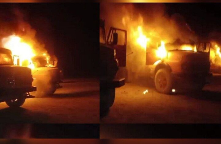 انفجارهای پیاپی در پارکینگ خودروهای سنگین سنندج؛ آتشسوزی مهار شد