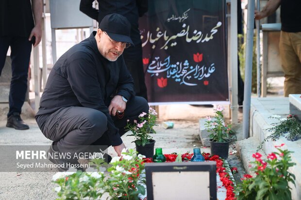 حضور محمدباقر قالیباف بر مزار شهدای تهاجم رژیم صهیونیستی 11