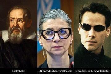Galileo Galilei, UN Rapporteur Francesca Albanese, Keanu Reeves in the movie the Matrix