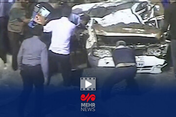 تصاویر دوربین‌های ترافیکی پس از اصابت موشک به میدان قدس تجریش