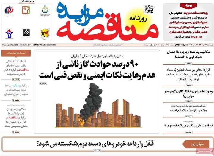 روزنامه‌های اقتصادی پنجشنبه ۲۶ تیر ۱۴۰۴