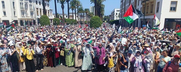 راهپیمایی گسترده در رباط مغرب در حمایت از غزه+فیلم